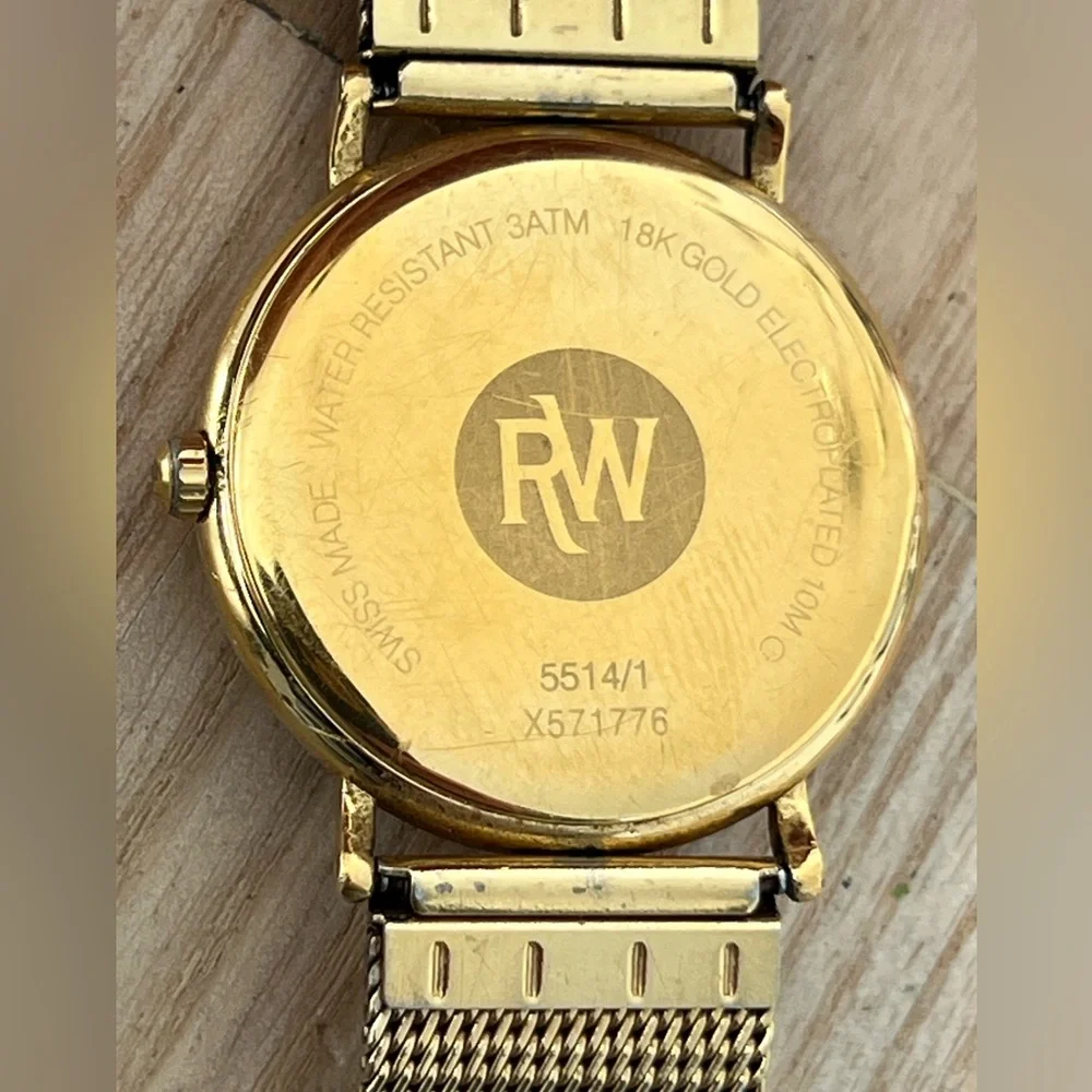Raymond Weil 18K Gold Pl Luxury Watch White Dial Gold Case Gold-Tone Bracelet